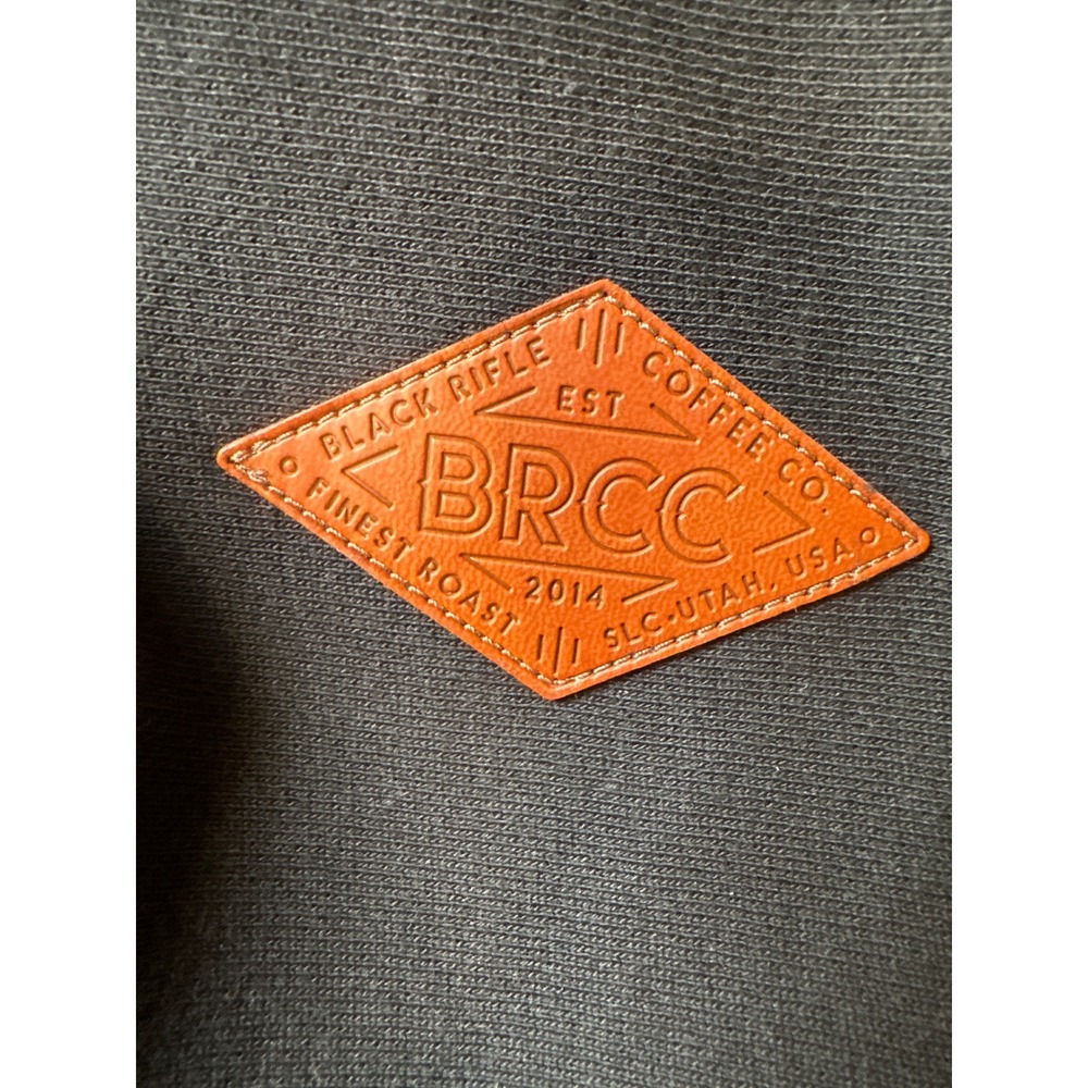 Black Rifle Coffee Company Mens Hoodie Black BRCC Leather Patch IND5000PC Medium - Picture 5 of 11